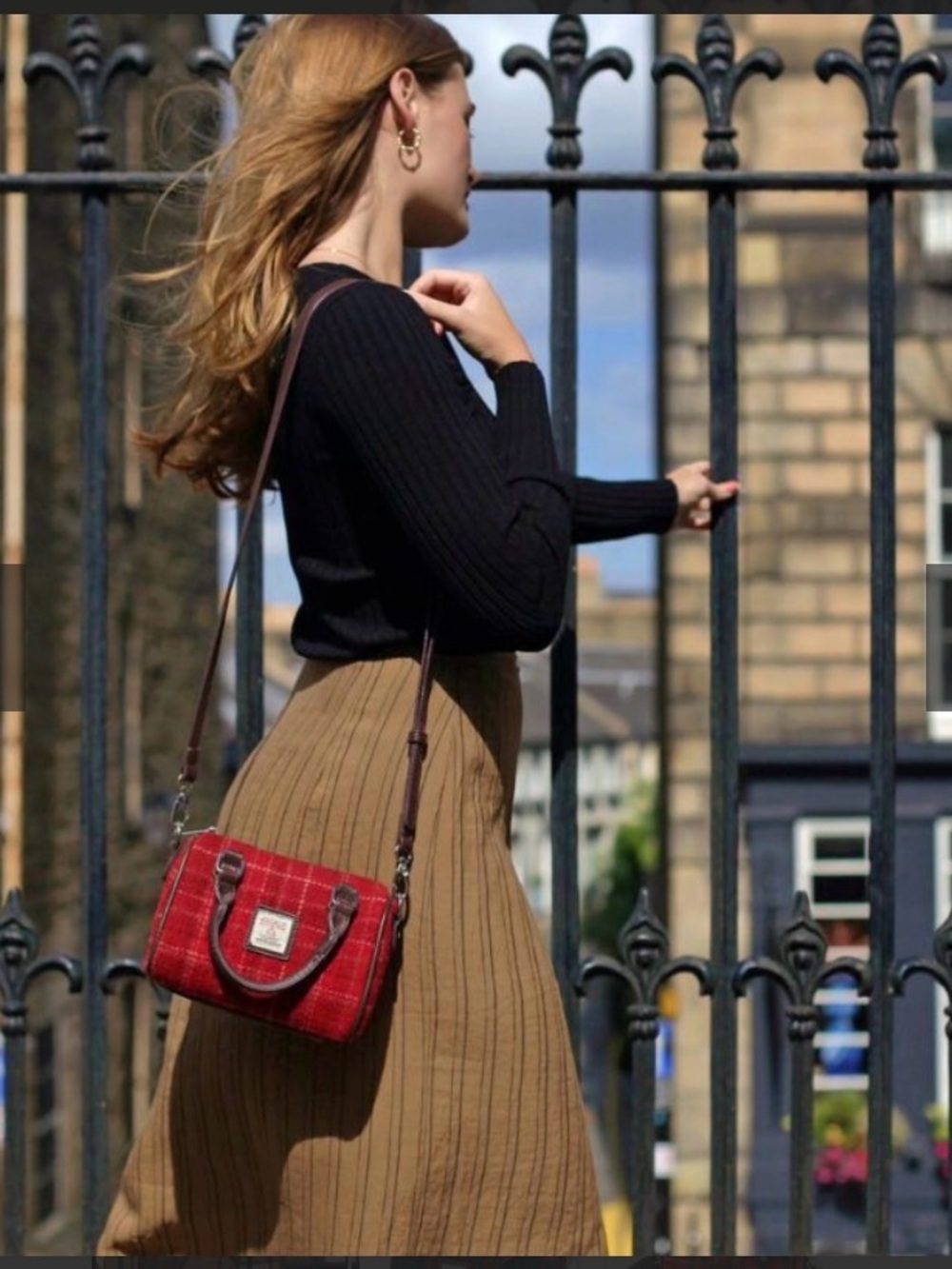 Harris Tweed Mini Satchel with Brown Trim
